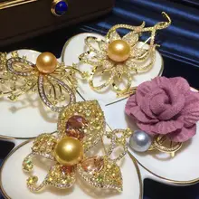 Рождественские подарки покрытые 4 шт. Броши с натуральным пресноводным жемчугом Броши для женщин