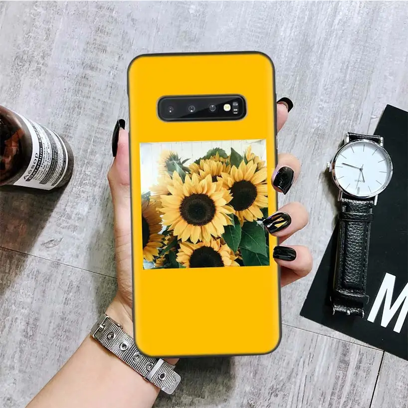 BA188-1 Эстетика Подсолнух Новинка черный чехол для телефона samsung Galaxy S10+ Plus Lite Note 10 9 8 S9 S8 J4 J6+ Plus S7 S6 Edge - Цвет: BA188-1