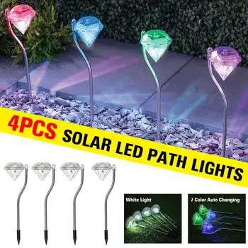 

4 Pack Solar LED Lawn Light Stainless Steel Landscape Lighting Outdoor For Pathway Lawn Yard Walkway Garden Solar Light