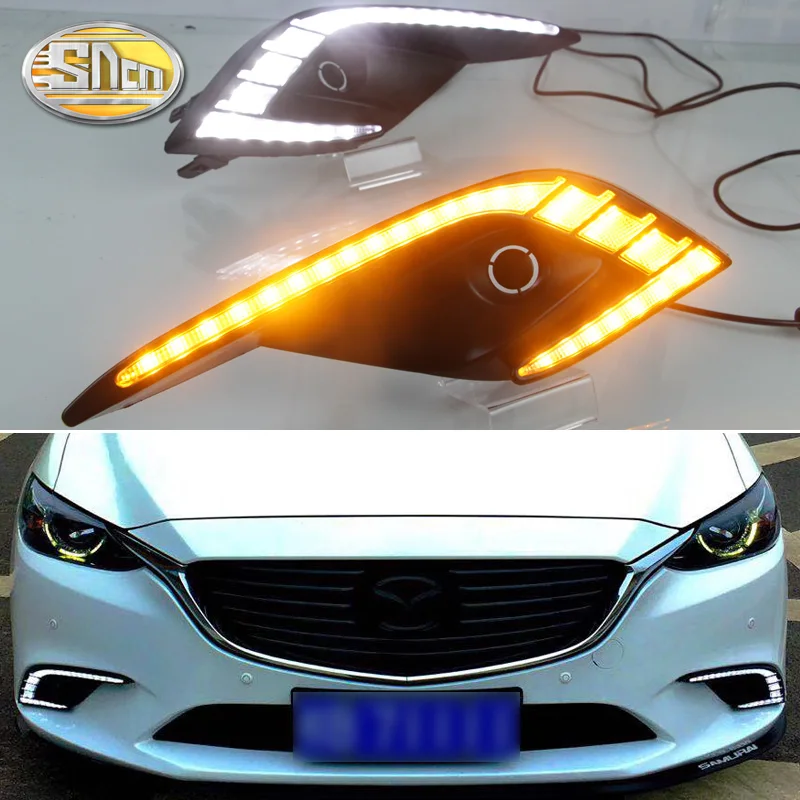 SNCN светодиодные дневные ходовые огни для Mazda 6 2016 2017 DRL Противотуманные фары
