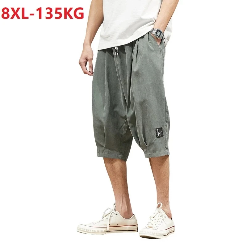

summer shorts men fashion japanese style shorts streetwear thin plus size 6XL 7XL 8XL oversize loose Orange shorts elasticity 58
