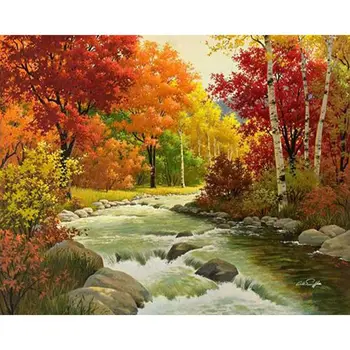 

5D Diy Diamond Painting Cross Stitch Diamond Embroidery Landscape Autumn Forest Pattern Hobbies And Crafts Diamond Kits