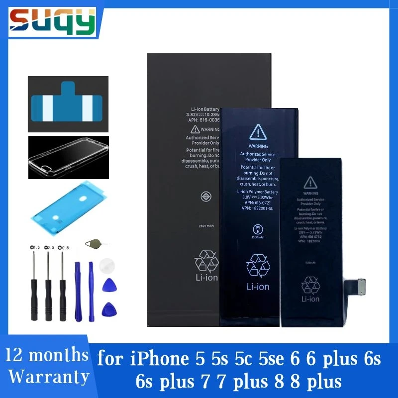 

Suqy Bateria for Iphone 5s for Iphone 5 5c Se 6 Plus 6s Plus 7 Plus 8 Plus Mobile Battery Replacement Accumulator Batteries Tool