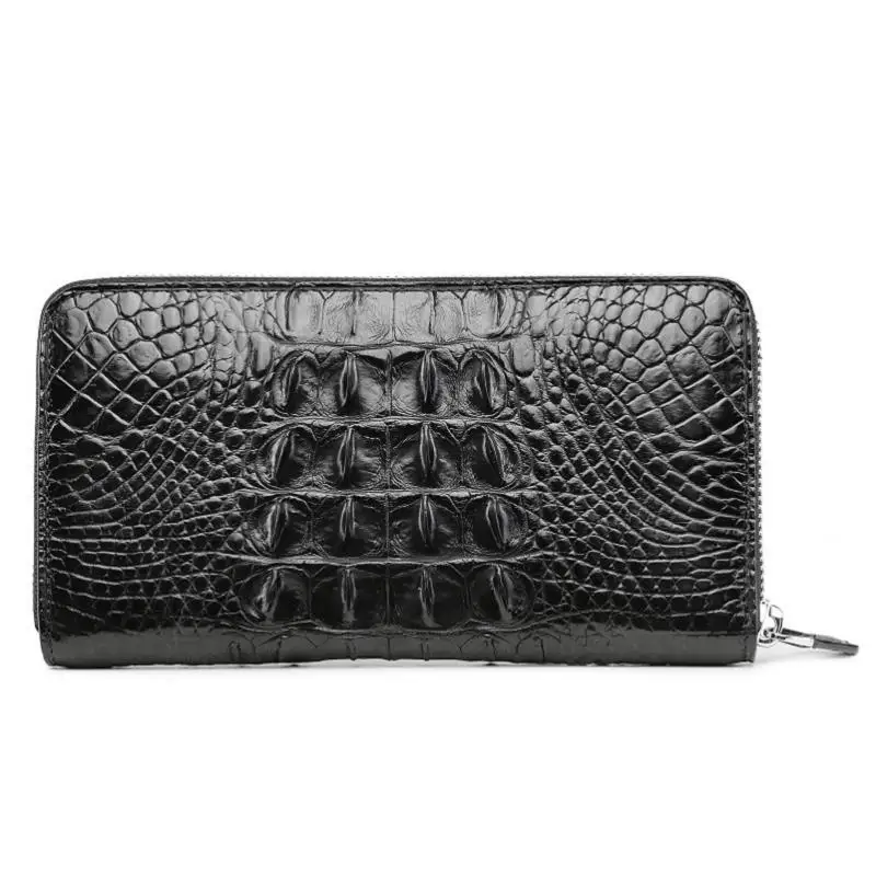 

luxury real crocodile leather wallet men's purse multi-function business clutch bag handbag anti-theft brush carteira masculina
