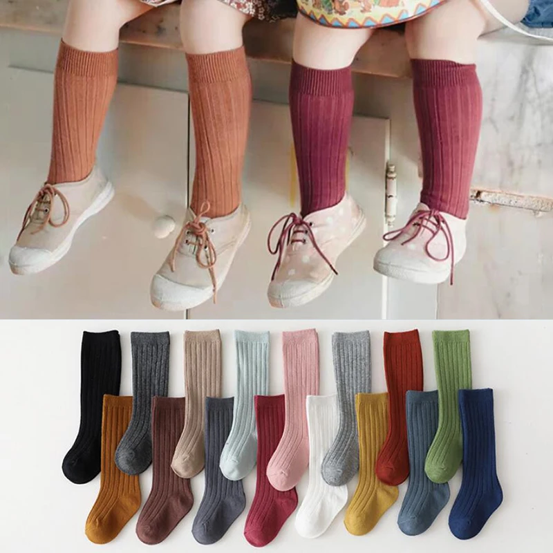 Kids Socks Spanish Children Socks Stripe Boys And Girls Cotton Sock Breathable Knee High Baby Long Socks School Uniform 0-7Years