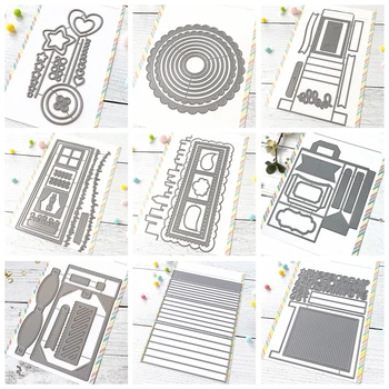 

Stripes Frame Stacked Circles Letter Board Slim Die Cuts Metal Cutting Dies for DIY Scrapbooking Cards Crafts 2020 New Dies 06