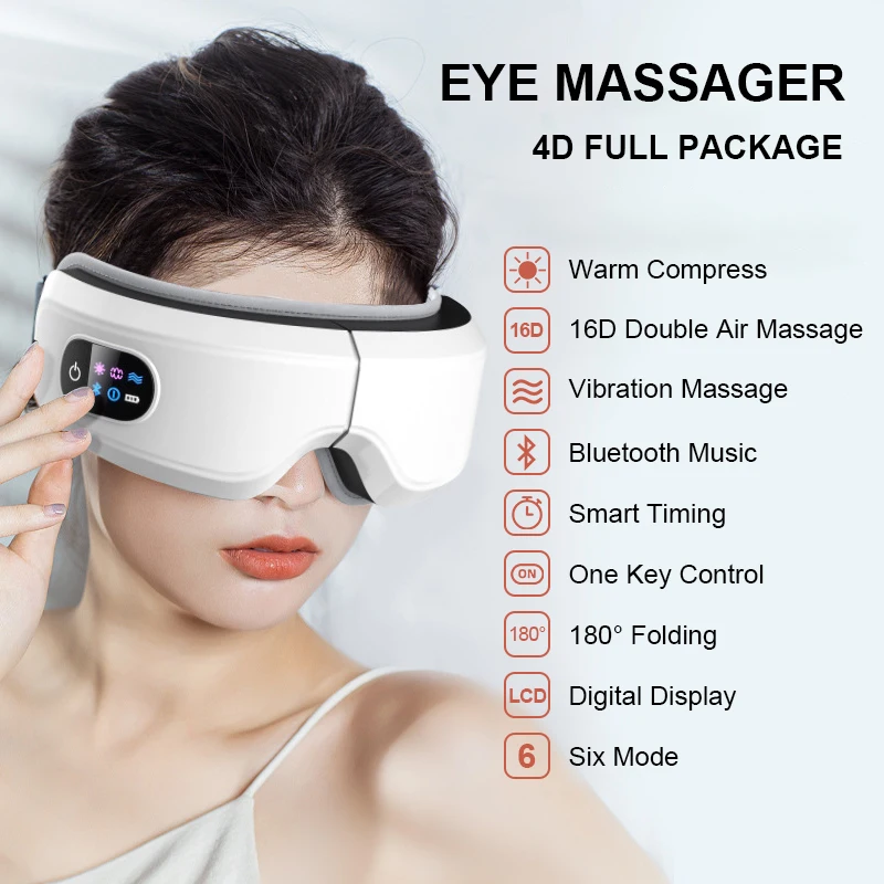 4D masażer do oczu inteligentna poduszka powietrzna wibracje ochraniacz oczu pielęgnacja Instrument ogrzewanie muzyka Bluetooth łagodzi zmęczenie i ciemne koła