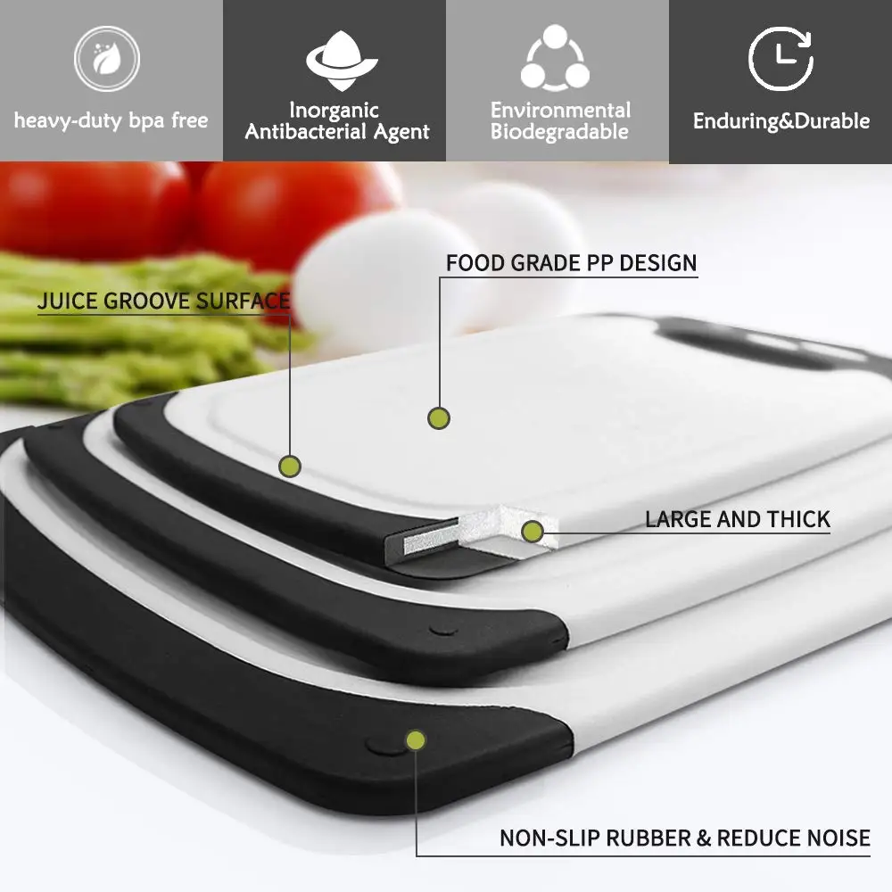 Kitchen Cutting Board with a Peeler Anti-slip Design Plastic Chopping Board Dishwasher Safe for Vegetable Meat Kitchen Tools