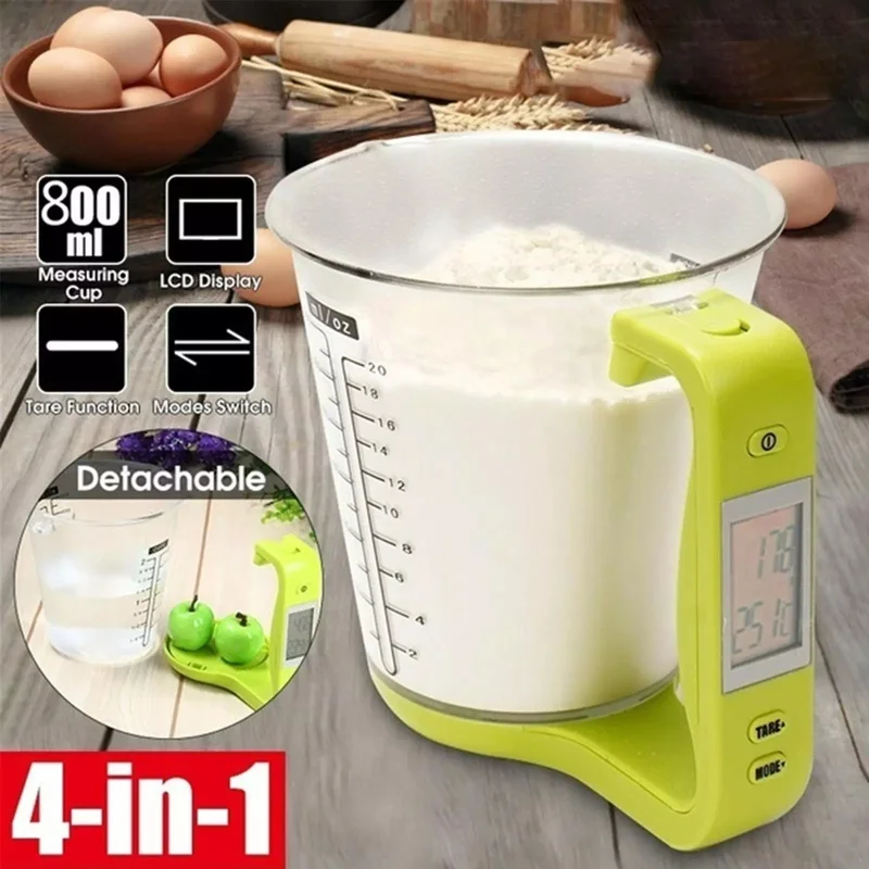 

Electronic Measuring Cup with LCD Display Kitchen Scales Digital Beaker Libra Electronic Tool Scale Temperature Measurement Cups