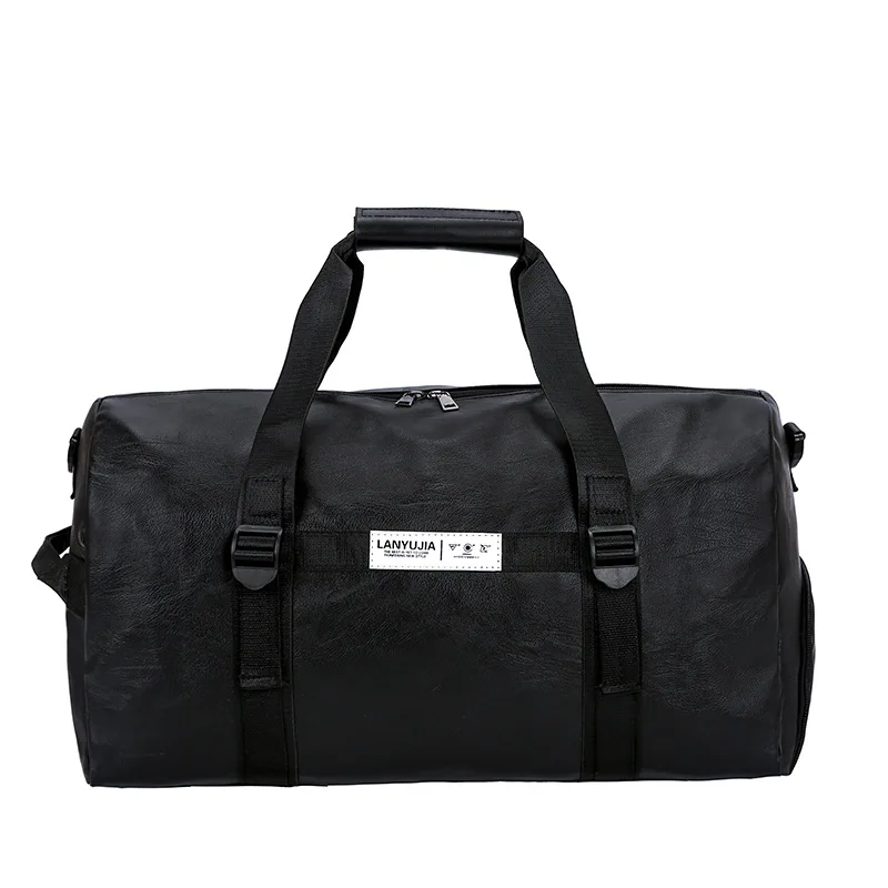 

New large capacity imitation leather men's Travel Backpack leisure travel bag Fitness Yoga independent shoes travel bag