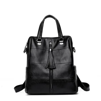 

Women's Leather Backpack Designer Backpacks Women High Quality School Bags for Teenagers Girls Female Black Back Pack Fashion