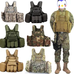 Táctico Molle chaleco ciras Airsoft Paintball Chaleco de combate bolsa de la revista bolsa de utilidad Placa de armadura liberable ropa de caza