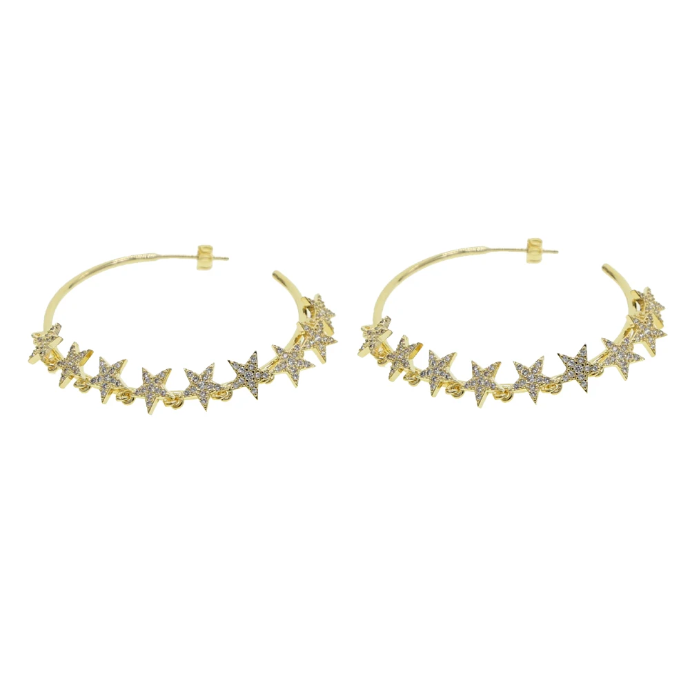Personality Super Big Circles Hoop Earrings For Women Fashion Gold Color Jewelry Trendy Retro Big Round Circle Star Earrings