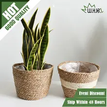 Nordic Handmade Straw Storage Basket Indoor Outdoor Flower Pot Plant Container Home Living Room Bedroom Decoration