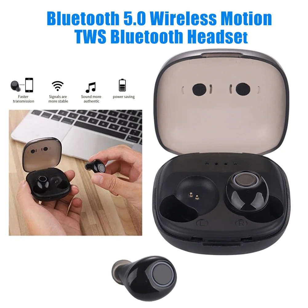 Портативный мини TWS Автоматическое Сопряжение шумоподавление Bluetooth 5,0 одна кнопка управления Беспроводные спортивные наушники HSP/HFP/A2DP/AV