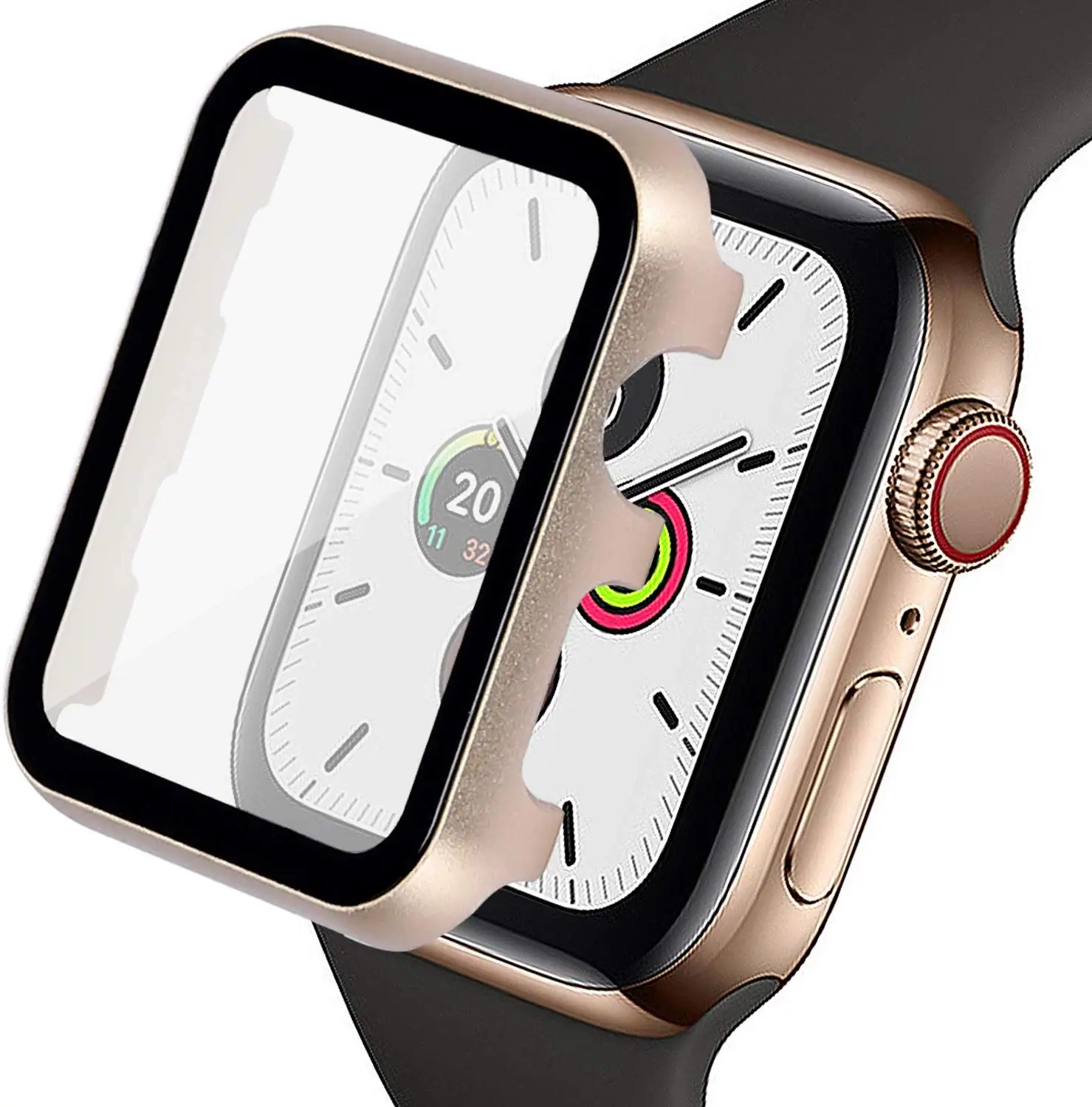 Защитный чехол для Apple Watch Series 5 4 3 2 1 40/44/42/38 мм с защитной металлической крышкой, жесткая тонкая ПЭТ пленка для iWatch