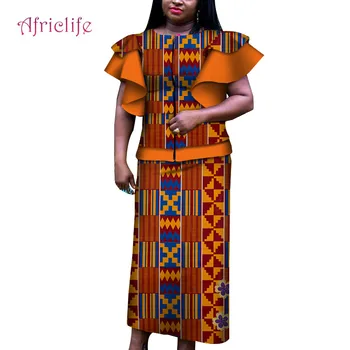 

African Kitenge Dress Designs Traditional Party African Women Clothing Suits Plus Size Female African Wax Print Clothing WY6007