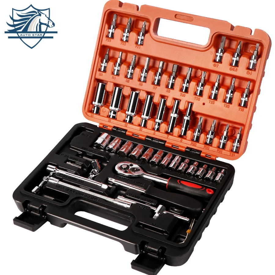 

53pcs Spanner Socket Set 1/4" Screwdriver Ratchet Wrench Set Kit Car Repair Tools Combination Hand Tool Set