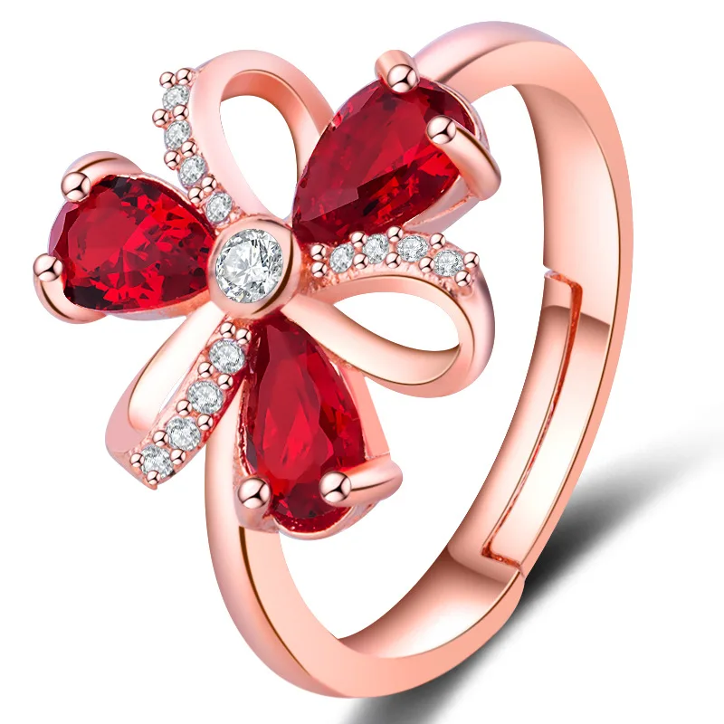 Целлюлозное корейское 925 Серебряное кольцо с рубином серебряное женское ювелирное изделие в форме капли воды рубиновые драгоценности женские модные ювелирные изделия оптом - Цвет камня: Красный