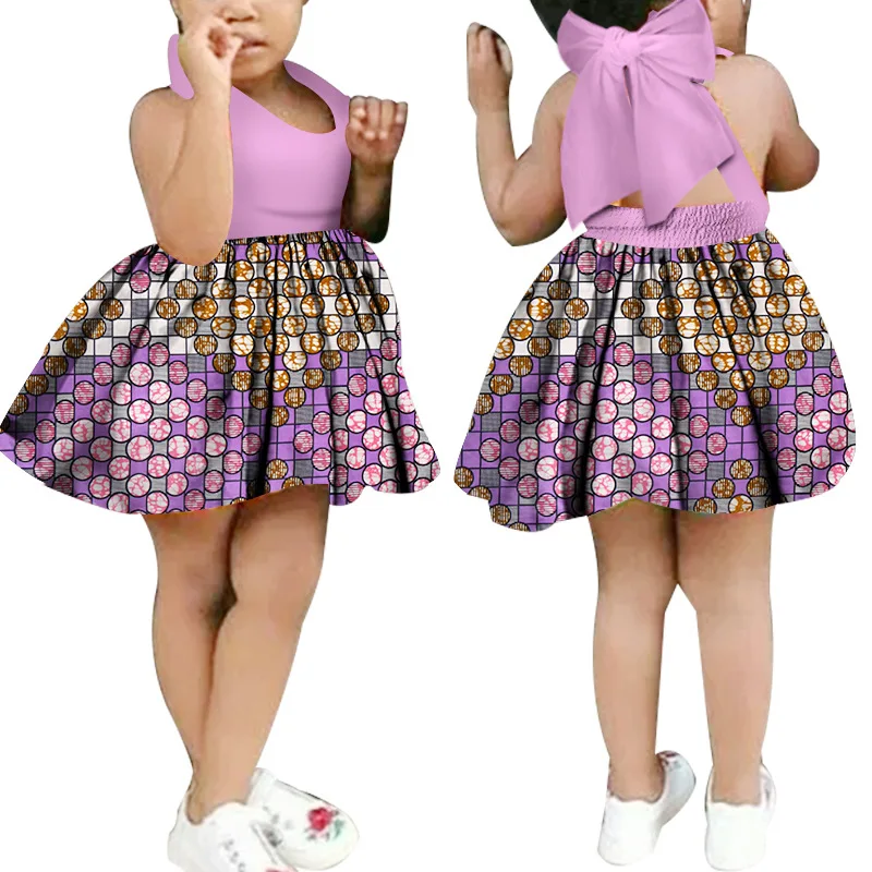 Платье с бантом на бретельках для девочек г. Новые африканские платья с цветочным принтом Дашики для женщин, детская одежда в африканском стиле детская Этническая Одежда - Цвет: Color 12