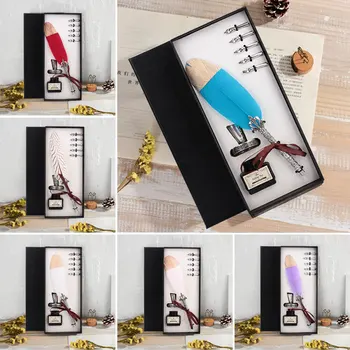 

Quill Pen Metal Accessories Feather Dip Pen Quill Sets Pen Office Birthday Desktop Gift Valentine'S Day
