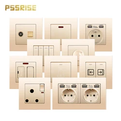 PSSRISE A08 Series EU Wall Switch Socket FR High Power Socket With USB PC Panel 86*86mm For Lamp TV Water Heater Air Conditioner