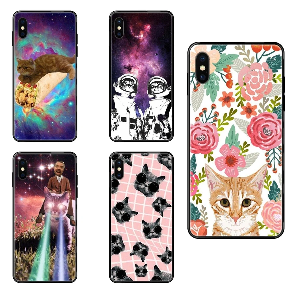 Spoof Cat Cute Original Black Soft TPU Ultra Thin Cartoon Pattern For Huawei P8 P9 P10 P20 P30 P40 Lite Plus Pro 2017 P Smart | Мобильные