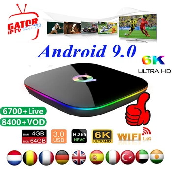 

Q Plus Smart TV Box Android 9.0 with one Year IPTV Subscription Code 6K Full HD Media Player Europe France UK IPTV Set Top Box
