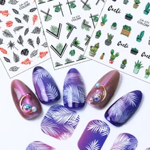 1 шт наклейки для ногтей цветок лист Роза слайдер перо кактус мультфильм бабочка 3D самоклеющиеся украшение для маникюра «сделай сам» JICA534-584