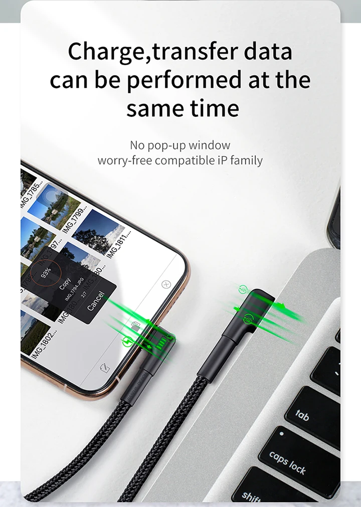 Baseus usb кабель для зарядки с двойным изгибом для iPhone 11 XS Max XR 8 Plus 2.4A быстрое зарядное устройство кабель для передачи данных USB шнур для зарядки