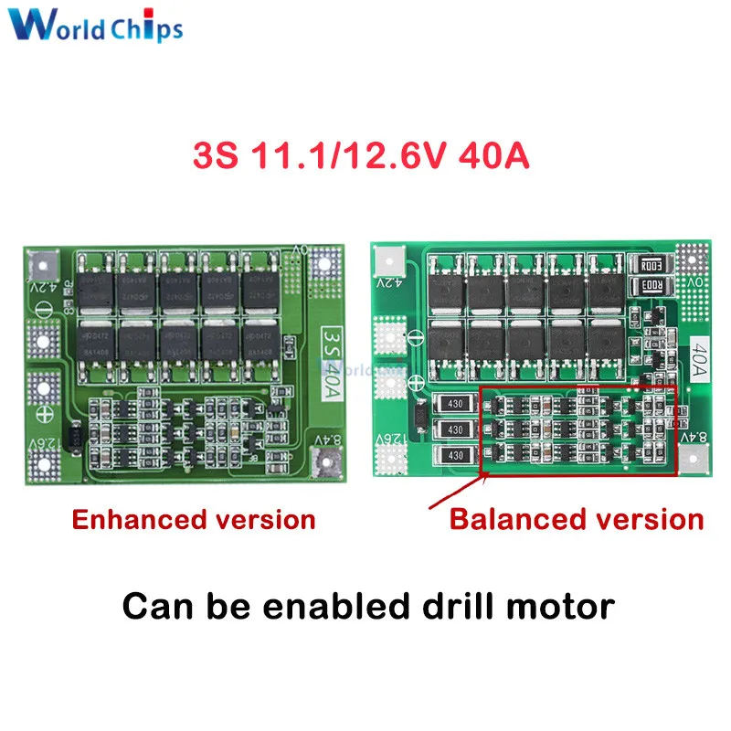3S 40A литий ионная литиевая батарея зарядное устройство Lipo модуль PCB плата защиты
