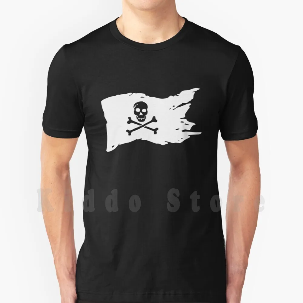 Bandiera Pirata (Bianca) Maglietta Fai Da Te Big Size 100% Cotone Bandiera Pirata Pirata Pirata Jolly Roger Skull Pirata Bones Bone Freebooter