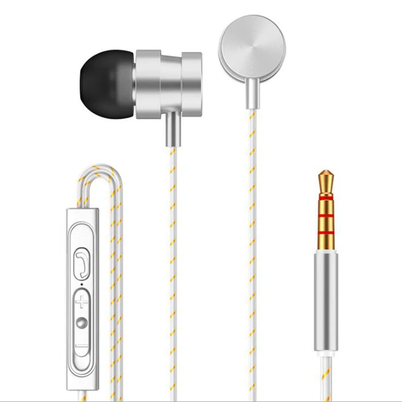 Новинка, металлические наушники-вкладыши, тяжелый бас, металлический кабель, цветные наушники xiaomi с микрофоном для мобильного телефона, MP4, MP3, PC, наушники - Цвет: silver