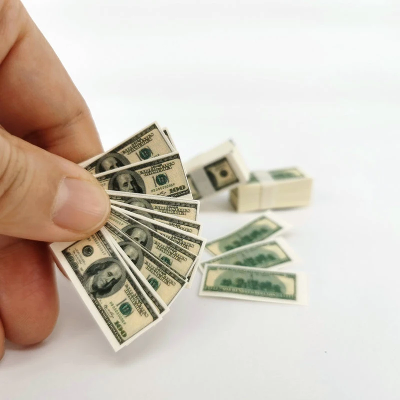 Escala de 1/12 un paquete miniatura dinero nosotros $100 / $1 billetes para 1/12 accesorios para casa de muñecas