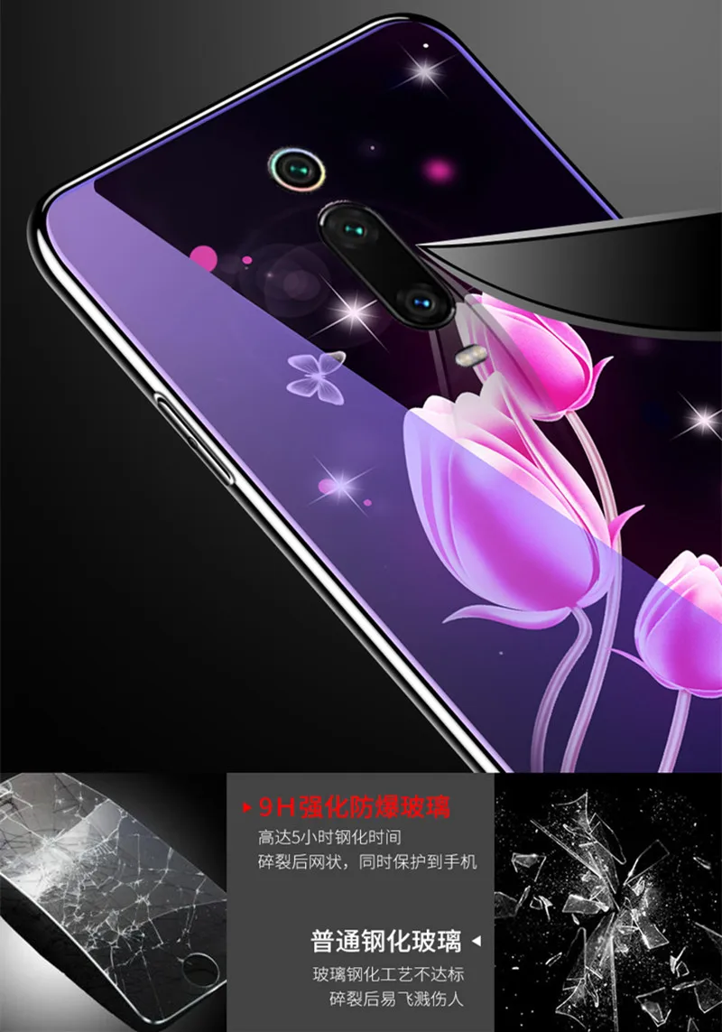 Для Xiaomi mi 9T Pro 8 9 SE CC9E CC9 A3 Lite чехол 7H Анти-взрыв синий свет закаленное стекло задняя крышка для красного mi K20 Pro 6A 7A