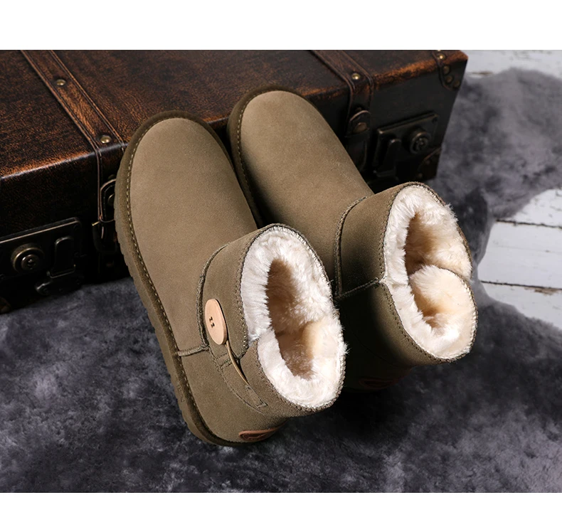 Minmclas/женские зимние ботильоны; теплые зимние ботинки с пряжкой на плюше 15 см; женская обувь для девочек; классические ботинки в австралийском стиле до середины икры