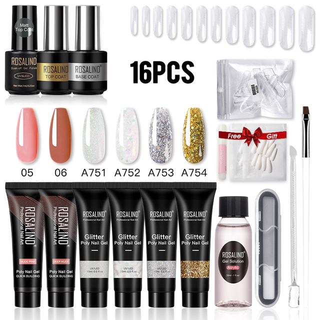 Poly Nail Gel Polish Kit Set For Nail Extension Builder Nail Gel Varnishes Poly Set For UV LED Manicure Base Top