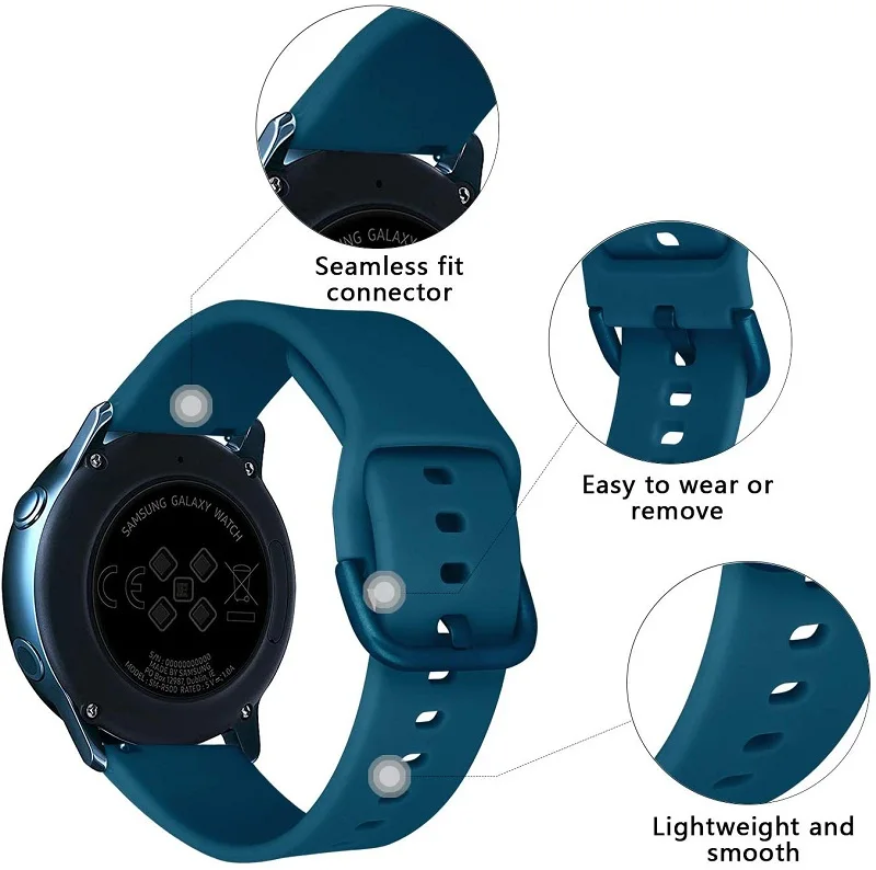 20mm/22mm strap For Samsung Gear S3 frontier Huawei GT 2/pro Silicone bracelet Galaxy watch 3/46mm/42mm/Active 2/4/Classic band