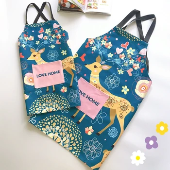 

GUIBOBO Apron Parent Child Painting Art Nordic Linen Household Kitchen Father Mother And Daughter Son NO019119946