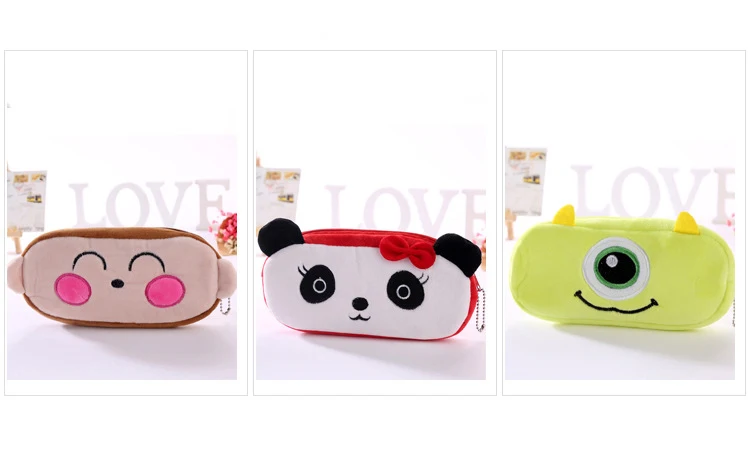FUDEAM Soft Plush Cartoon Women Long Coin Purse Cute Zipper Girl School Stationery Pencil Case Usb Cable Storage Bag Key Wallet
