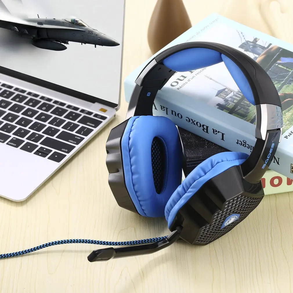 Черный USB PC игровые гарнитуры с микрофоном с шумоподавлением дыхательный светодиодный 6 цветов 7,1 объемный звук стерео для SADES A70
