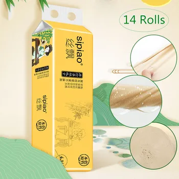 

14 Rolls 4 layers Soft Toilet Paper native wood pulp Soft Household Roll Coreless toilet paper tissue Bathroom Kitchen Paper