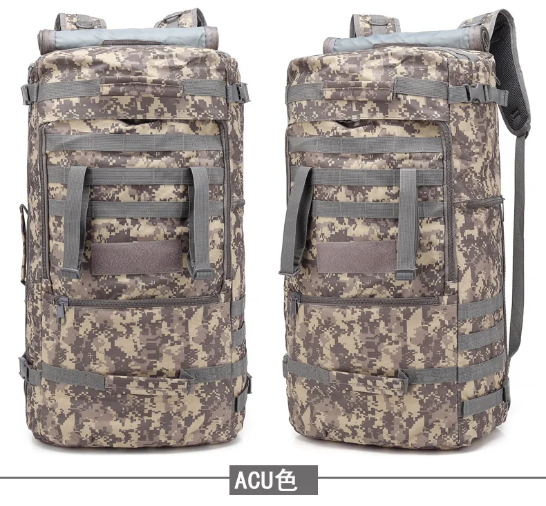 Waterproof 60L Tactical Camouflage sprots backpack men travel outdoor Military male Mountaineering Hiking Climbing Camping bags - Color: ACU color