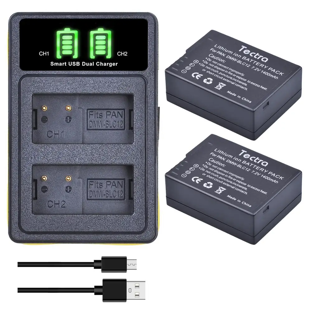 BM Premium 2 Pack of DMW-BLC12 Batteries and Dual Bay Charger for Panasonic Lumix DC-FZ1000 II DC-G95 DC-G97 DMC-G85 DMC-GH2 DMC-G5 DMC-G6 DMC-G7 DMC-GX8 DMC-FZ200 DMC-FZ300 FZ1000 DMC-FZ2500 Cameras