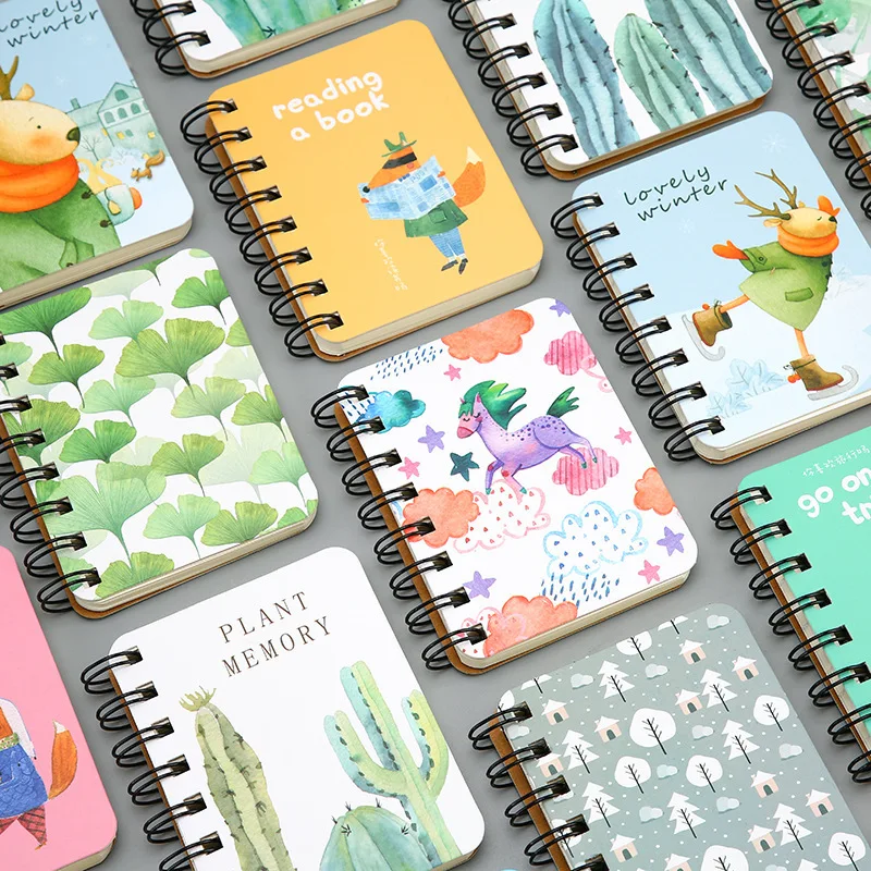 

AngelHere Store Kawaii Coil Notebook Unicorn Cactus Cute Flora and Fauna Pattern Notebook School Supplies Student Stationery