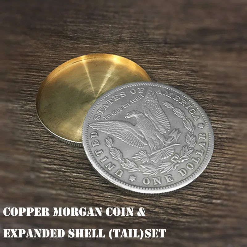 

Morgan Dollar and Expanded Shell (Tail) Set Magic Tricks Coin Appear Vanish Magia Close Up Street Illusions Prop Accessories Fun