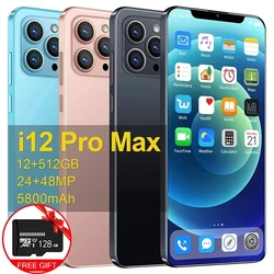 Global Version I12 Pro Max 6.7inch Android 10.0 Smartphone 5800mAh 12+512GB Support Google Face Unlock Dual SIM 5G Networkphone