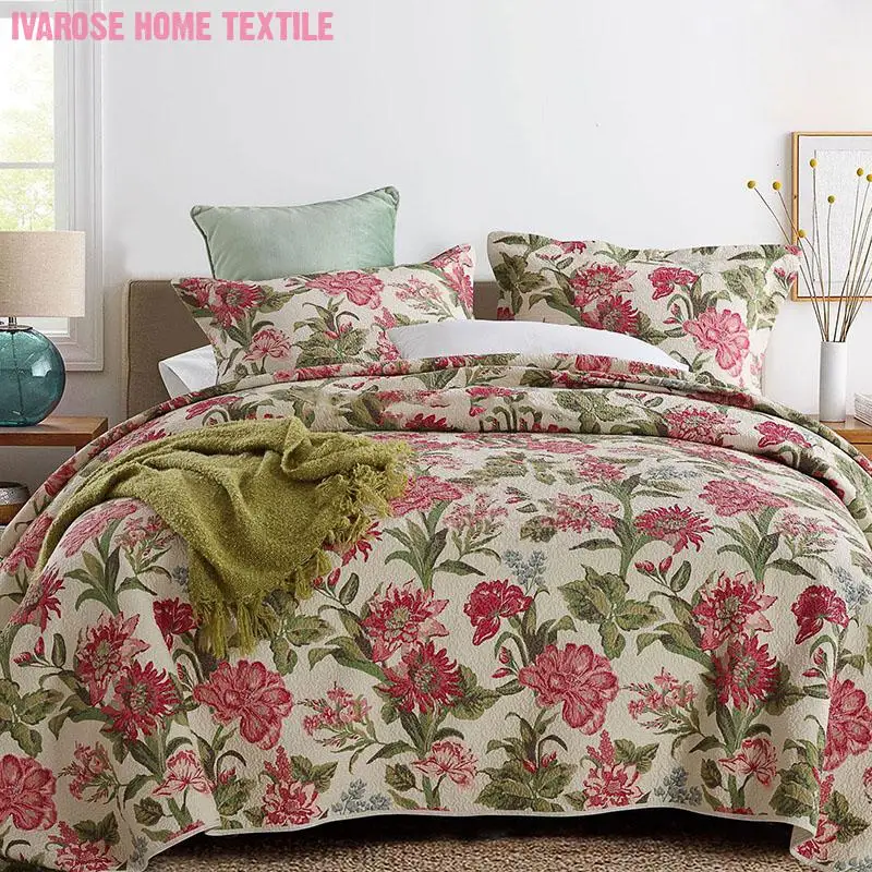 Шикарное стеганое покрывало из для кровати хлопка с цветочным рисунком размер в