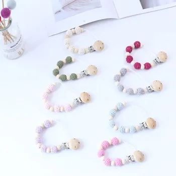 

New Baby Handmade Pacifier Clip Pacifier Chain Wooden Dummy Chain Silicone Beads Baby Gift Pacifier Soother Nipple Holder Unisex