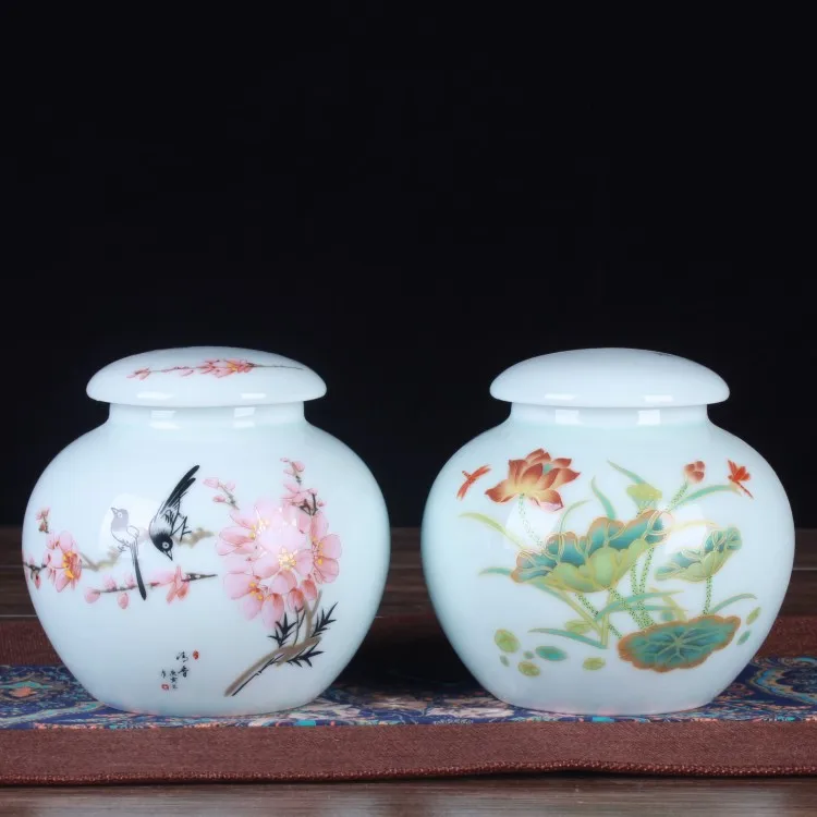 

Ceramic Tea Caddy Small Sealed Jar Storage Tank Seasoning yao wan guan Mini Tea Storage Pot Crafts Wholesale